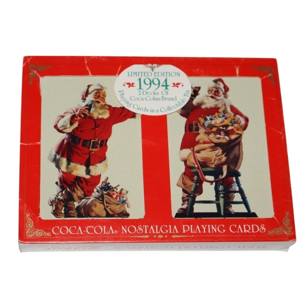 VTG 1994 Coca Cola Limited Edition Christmas Standard 2 Decks Playing Cards Tin